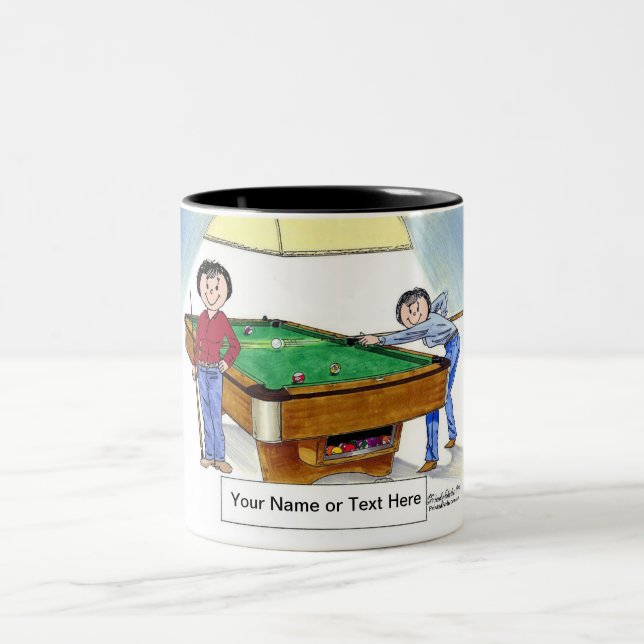 Tasse 2 Couleurs Billard, Joueur de billard - Dessin Femme & Femme (Centre)