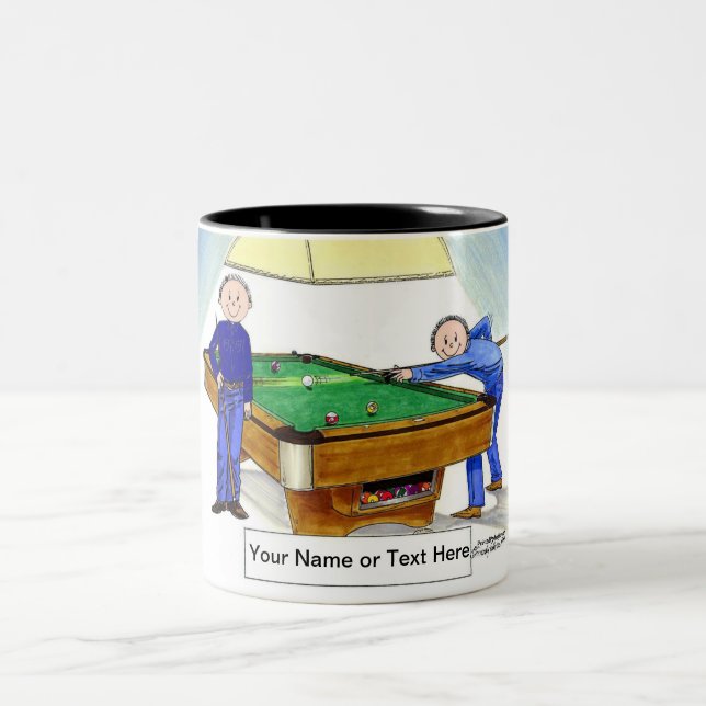 Tasse 2 Couleurs Billard, Joueurs de piscine - Cartoon Homme & Homm (Centre)
