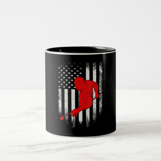 Tasse 2 Couleurs Billard Lover | American Flag Billiards Gift (Centre)