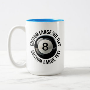 Tasse 2 Couleurs Bille 8 de billard & Grand texte BLEU CLAIR 445ml