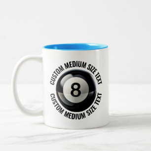 Tasse 2 Couleurs Bille 8 Pool & Texte Moyen BLEU CLAIR 325ml Person