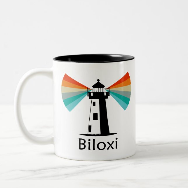 Tasse 2 Couleurs Biloxi Mississippi Lighthouse Rainbow (Gauche)