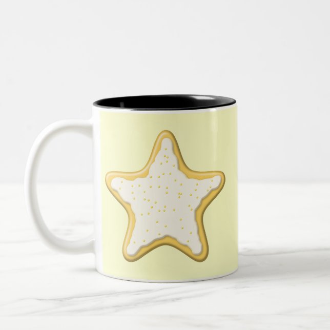 Tasse 2 Couleurs Biscuit glacé d'étoile. Jaune et crème (Gauche)