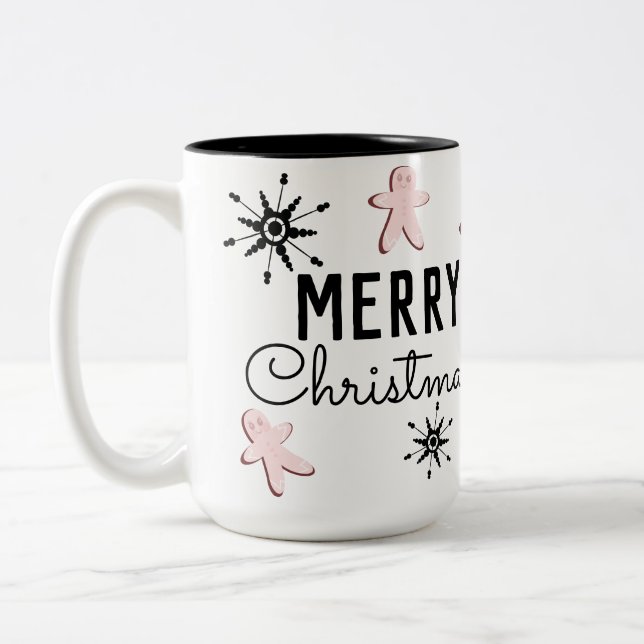 Tasse 2 Couleurs Biscuit pain d'épice Noël joyeux  (Gauche)