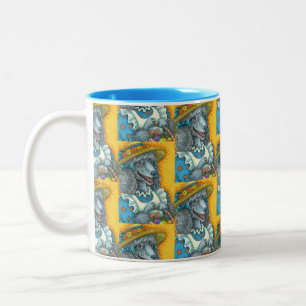 TASSE 2 COULEURS BISCUITS DE CHIENS ET BASSIN D'OEUFS DE PÂQUES, PO