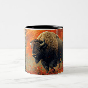 Tasse 2 Couleurs Bison dans l'artisanat boisé d'automne