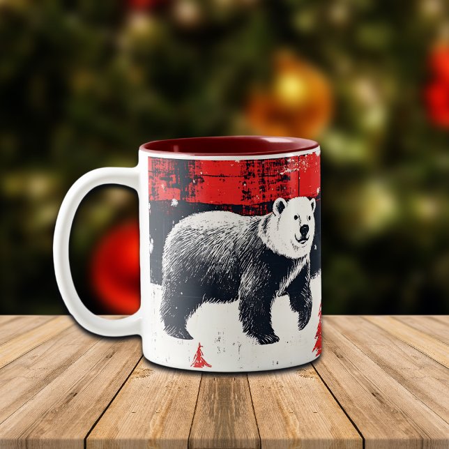 Tasse 2 Couleurs Bison rouge Plaids Ours polaire (Créateur téléchargé)