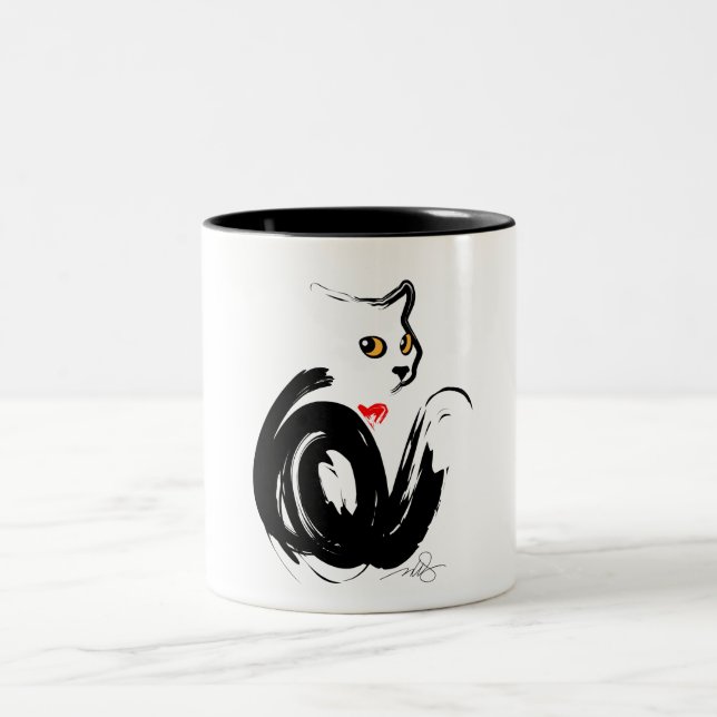 Tasse 2 Couleurs Black Cat Love (Centre)