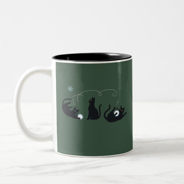 Tasse 2 Couleurs Black Cats Winter Cute Christmas Winter  (Gauche)