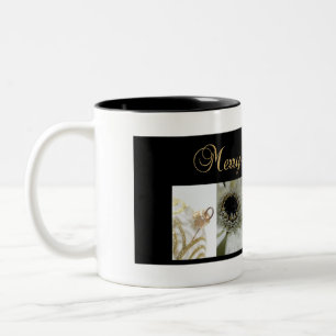 Tasse 2 Couleurs Black Collage Christmas, White and Gold