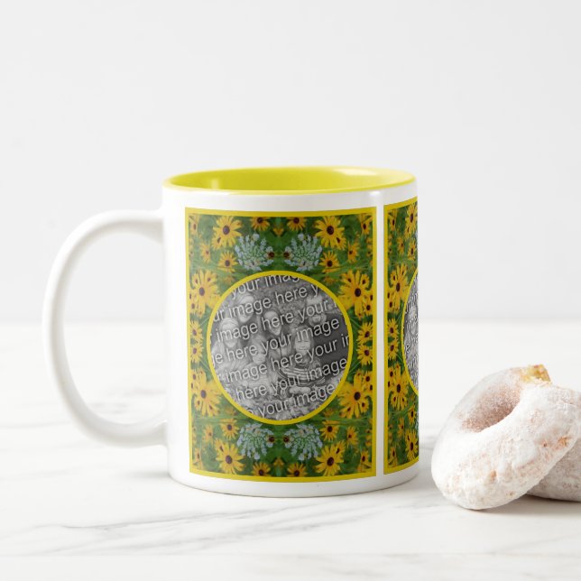 Tasse 2 Couleurs Black Eyed Susan Daisy Peinture Ajouter Votre Phot (Avec donut)