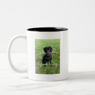 Tasse 2 Couleurs Black Lab avec deux bâtons Photo et nom du chien