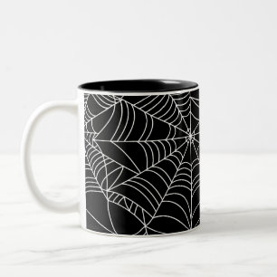 Tasse 2 Couleurs Black & White Spiderwebs Fête d'Halloween