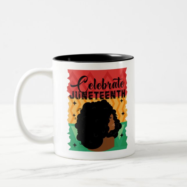 Tasse 2 Couleurs Black Women Juneteenth Celebrate Indepedence Day (Gauche)