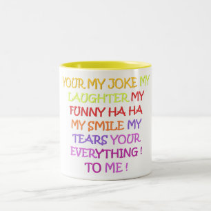 Tasse 2 Couleurs Blague rire drôle mots doux mignons poèmes