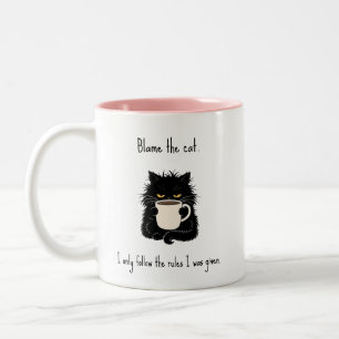 Tasse 2 Couleurs Blâmer Le Chat Drôle Amateur De Chat Noir