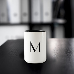 Tasse 2 Couleurs blanc uni - ajouter monogramme noir