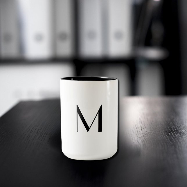 Tasse 2 Couleurs blanc uni - ajouter monogramme noir (Créateur téléchargé)