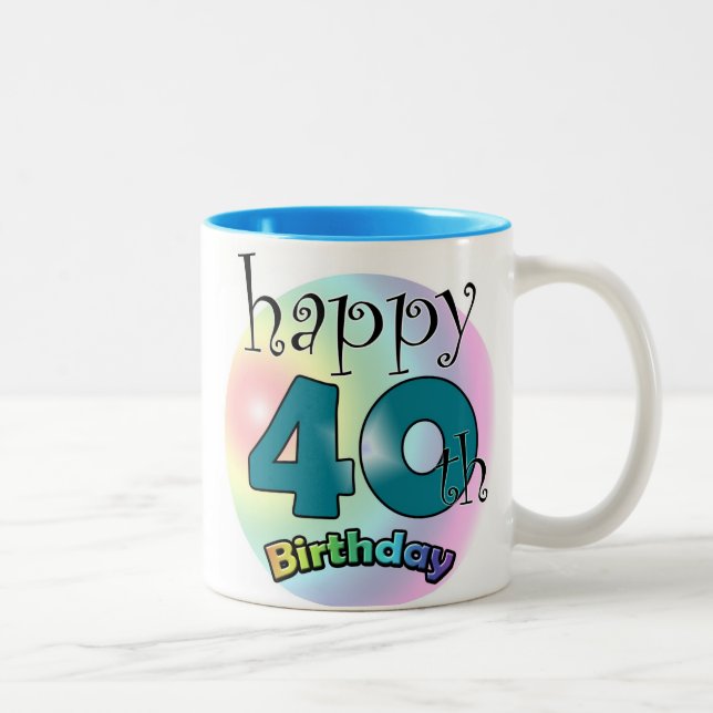 Tasse 2 Couleurs Blauwe Joyeux 40e anniversaire (Droit)