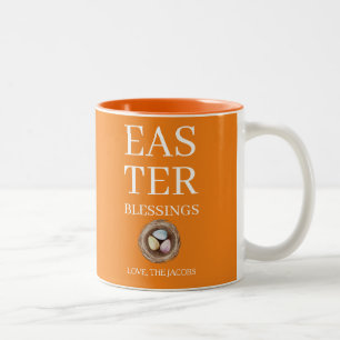 Tasse 2 Couleurs Blessures de Pâques modernes et élégantes Famille 
