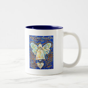 Tasse 2 Couleurs Bleu & ; Ange de cancer or - Grand