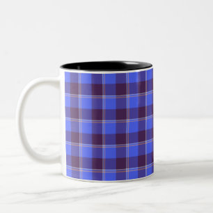 Tasse 2 Couleurs Bleu Barbeau et Carreaux Marron Livide
