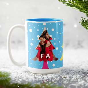 Tasse 2 Couleurs Bleu brillant Neon Fa La Christmas Photo Bleu