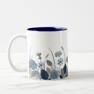 Tasse 2 Couleurs Bleu Dahlias Cornflower