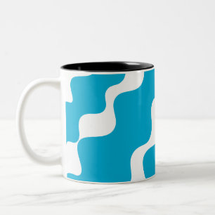 Tasse 2 Couleurs Bleu et blanc motif des vagues inclinées