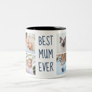 Tasse 2 Couleurs Bleu Marine Meilleure maman Jamais Custom Photo