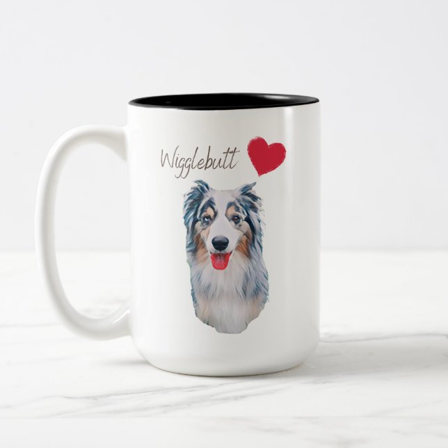 Tasse 2 Couleurs Bleu Merle Butt Aussie (Gauche)