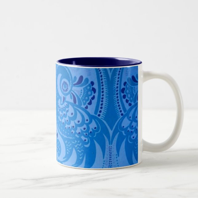 Tasse 2 Couleurs Bleu Oriental Peacock Birds (Droit)