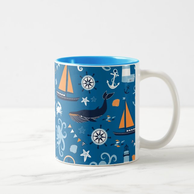 Tasse 2 Couleurs Bleu profond Toutes les choses Nautiques (Droit)