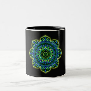 Tasse 2 Couleurs bleu vert mandala