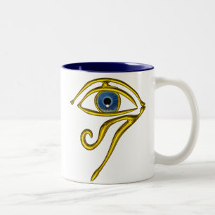 TASSE 2 COULEURS BLEUE TALISMAN / OEIL OR HORUS