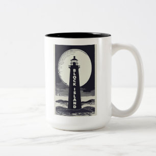 Tasse 2 Couleurs Block Island Lighthouse Rhode Island Moon