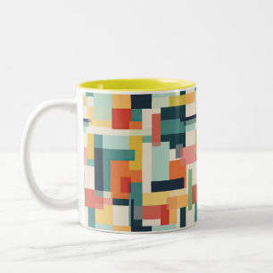 Tasse 2 Couleurs Blocs de couleurs rétro Abstrait milieu du siècle 