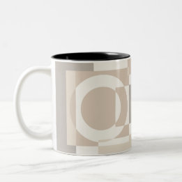 Tasse 2 Couleurs Blocs Géométriques Beige Minimaliste