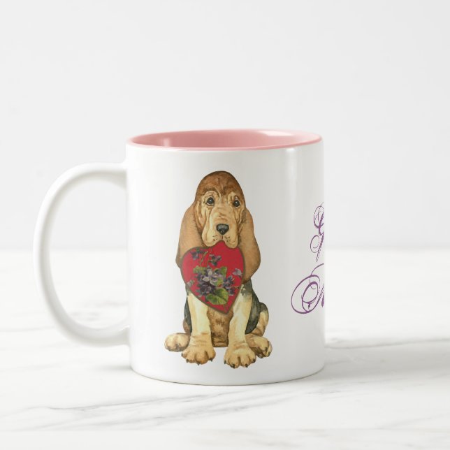 Tasse 2 Couleurs Bloodhound Heart Maman (Gauche)