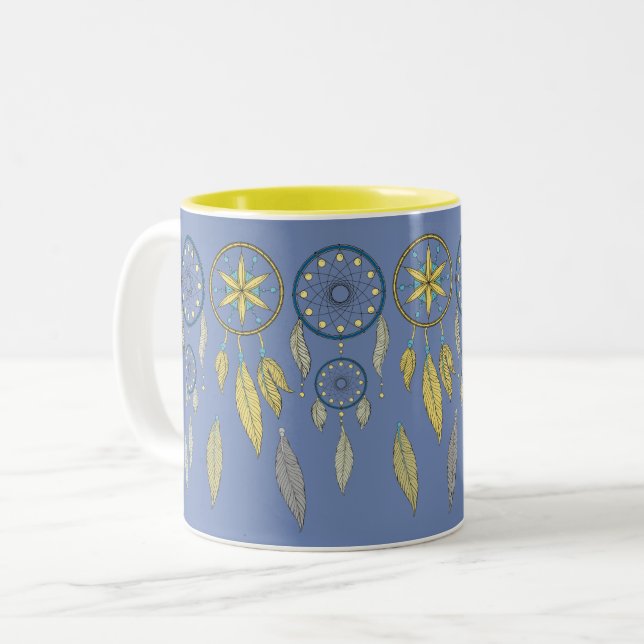 Tasse 2 Couleurs Blue and Yellow Dream Catchers (Devant gauche)
