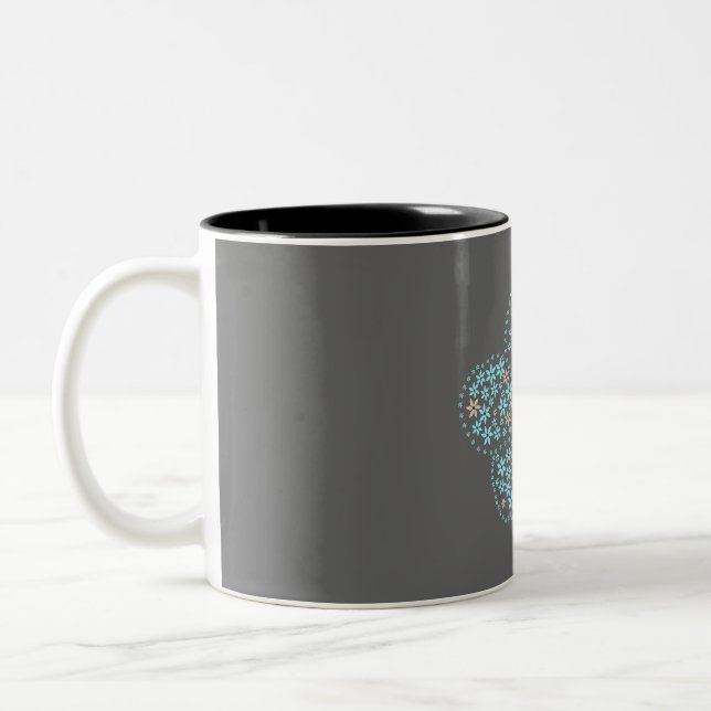 Tasse 2 Couleurs Blue Beige Floral Bloom – Dark Grey Botanical Mode (Gauche)
