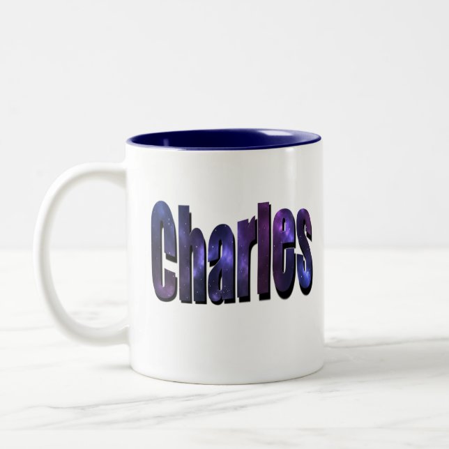 Tasse 2 Couleurs Blue Charles, Nom, Logo, (Gauche)