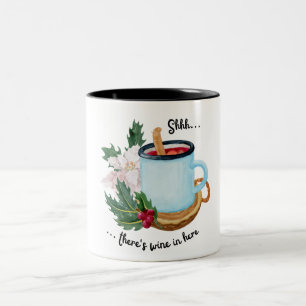 Tasse 2 Couleurs Blue Cute Fun Illustrateur Vin drôle Noël