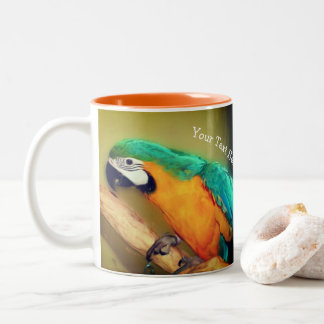 Tasse 2 Couleurs Blue Gold Macaw Parrot Animal Art Personnalisé