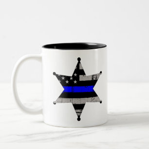 Tasse 2 Couleurs Blue Line mince maintiennent l'ordre l'insigne de