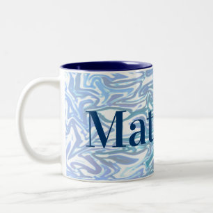 Tasse 2 Couleurs Blue Pattern for Boys with Name