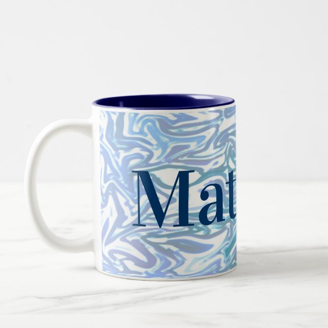 Tasse 2 Couleurs Blue Pattern for Boys with Name (Gauche)