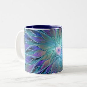 Tasse 2 Couleurs Blue Purple Flower Dream Abstrait Fractal Art