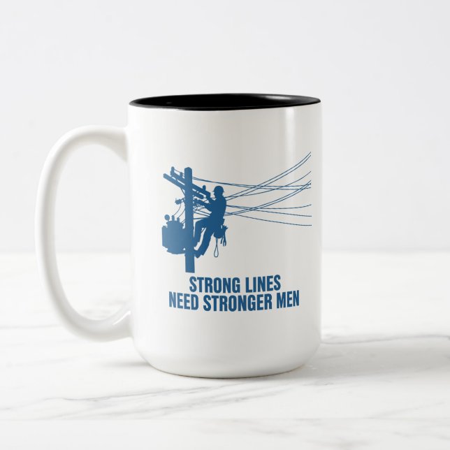 Tasse 2 Couleurs Blue Silhouette Lineman Pride (Gauche)