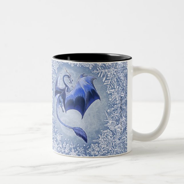 Tasse 2 Couleurs Blue Winter Dragon Imaginaire Nature Art (Droit)